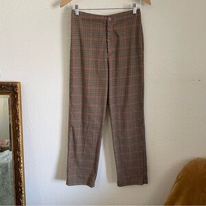 Brandy Melville John Galt Plaid Checkered Pants Baggy Straight Leg High Waisted